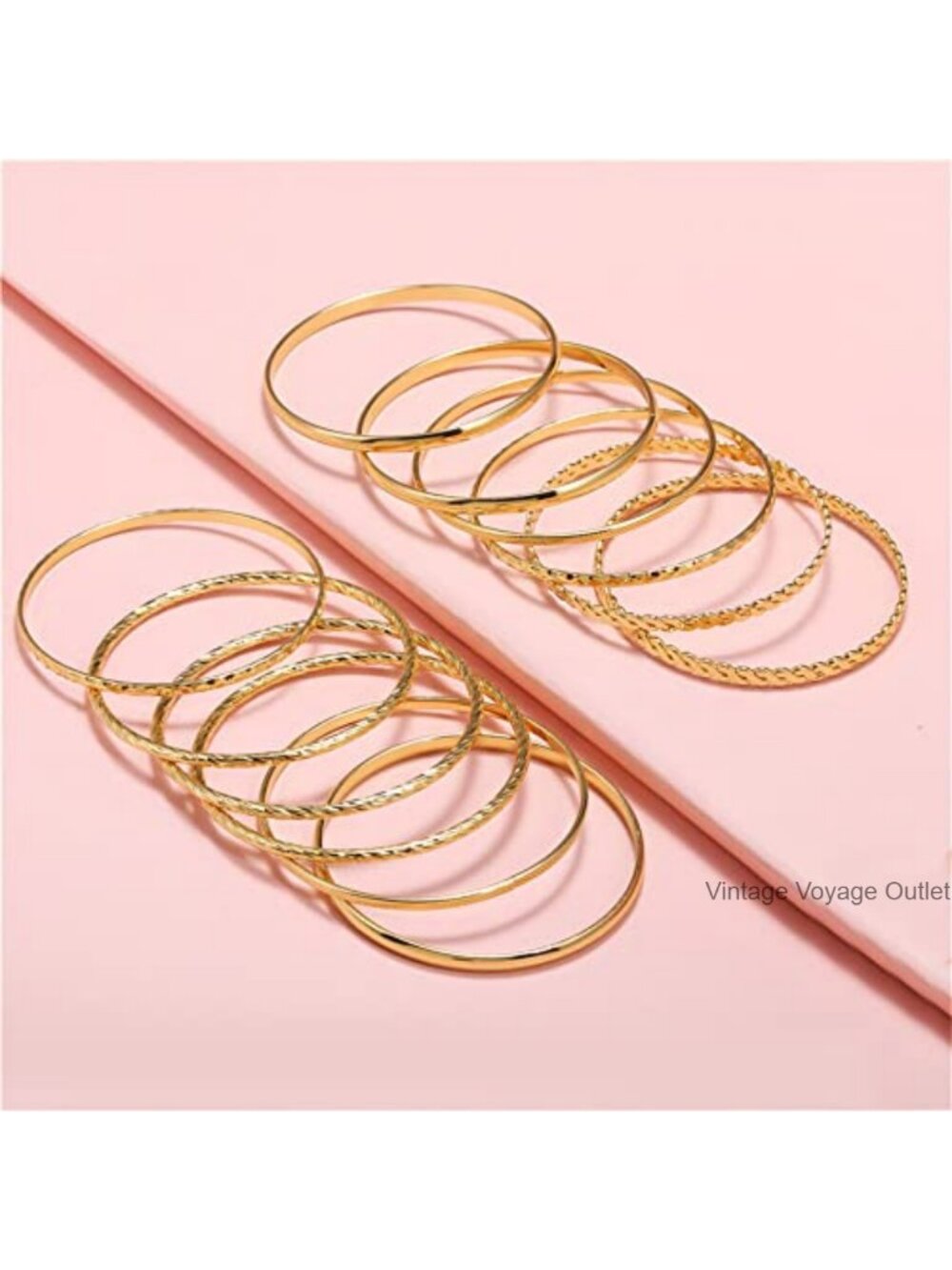 Stackable Textured Bangle Bracelet Set for Women Layering - Picture 6 of 6